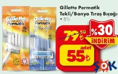 GİLLETTE PERMATİK TEKLİ/BANYO TIRAŞ BIÇAĞI 5'Lİ